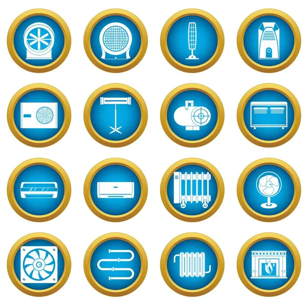 Isıtma soğutma hava simgeleri mavi daire set