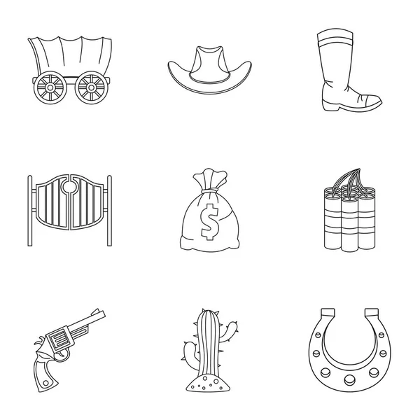 Sheriff element icon set, outline style — Stock Vector