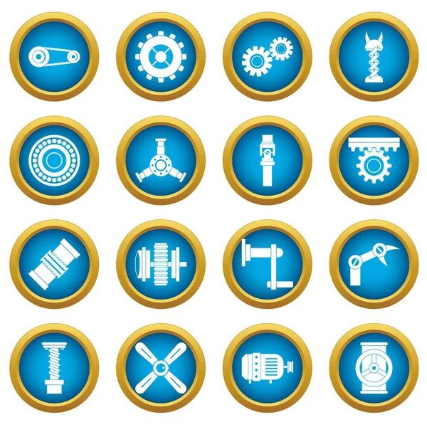 Techno mekanizmaları simgeleri mavi daire kümesi kiti