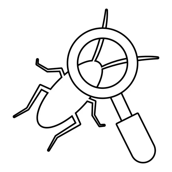 Arama böcek simgesini, anahat çizgi stili — Stok Vektör