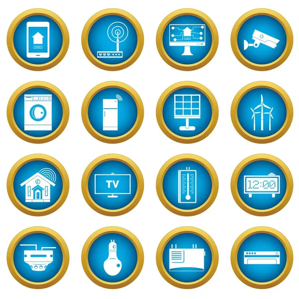 Akıllı ev simgeleri mavi daire seti