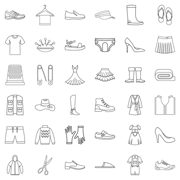 Tailor icons set, outline style — Stock Vector