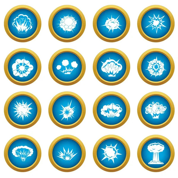 Patlama simgeleri mavi daire seti