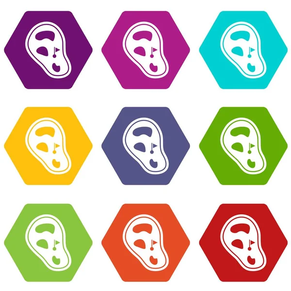 Renk altı yüzlü golf sahası alan simgesi ayarla