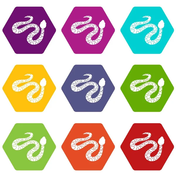 Renk altı yüzlü benekli yılan Icon set