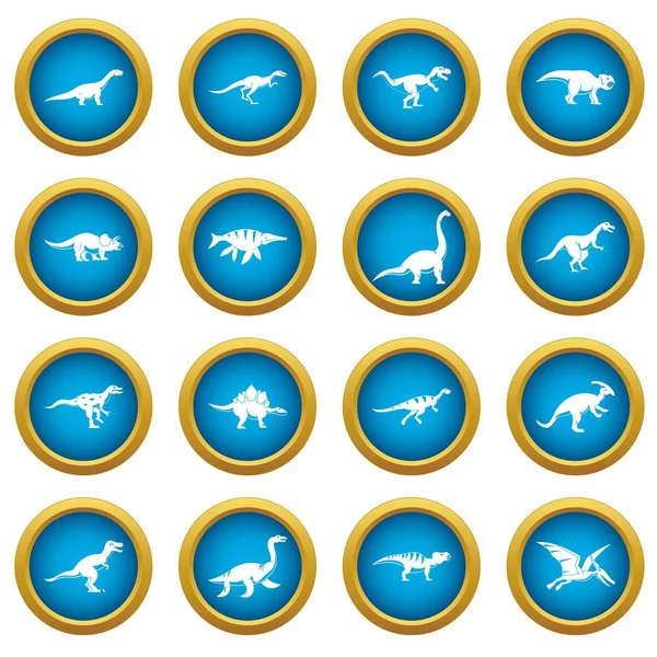 Dinozor simgeleri mavi daire seti