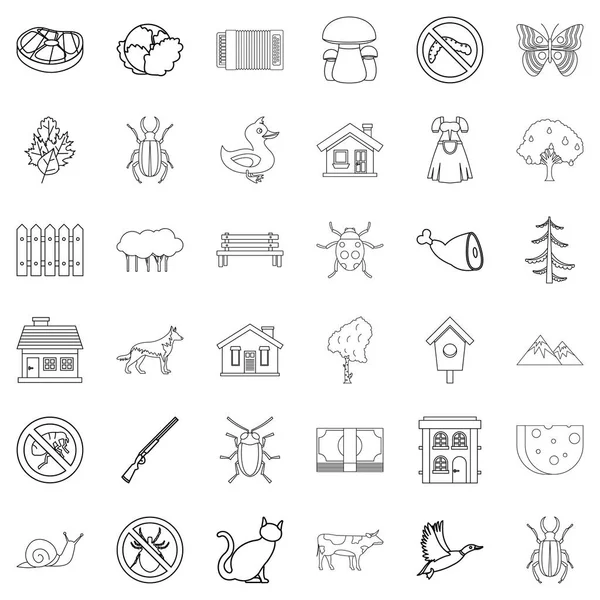 Conjunto de iconos meteorológicos, estilo de esquema — Vector de stock