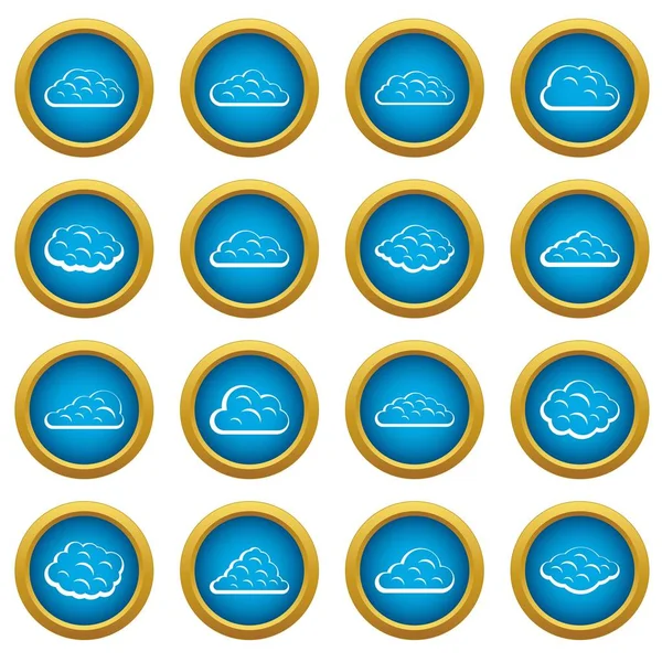 Chmury ikon niebieski okrąg zestaw — Wektor stockowy