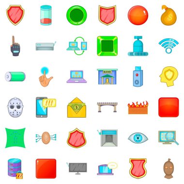 Parmak izi Icons set, karikatür tarzı