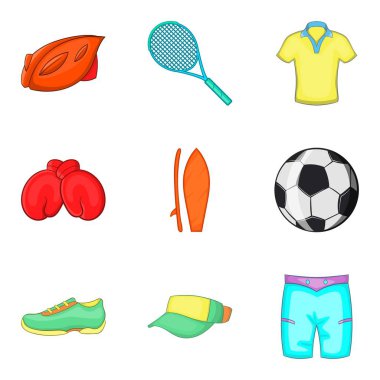 Tenis raketi Icons set, karikatür tarzı