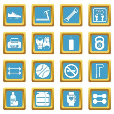 Spor salonu simgeler gök mavisi