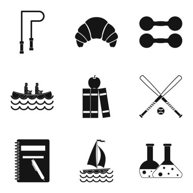 İp atlama Icons set, basit tarzı