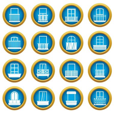 Pencere formları simgeler daire seti mavi