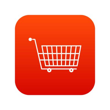 Büyük boş süpermarket arabası simgesi dijital kırmızı