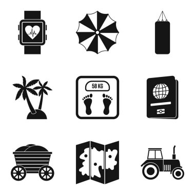 Tasasız hayat Icons set, basit tarzı