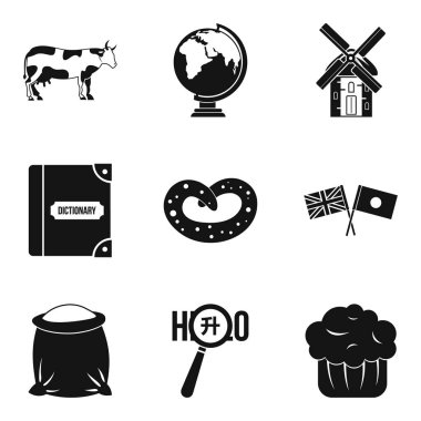 Dünya Icons set, basit tarzı çevresinde