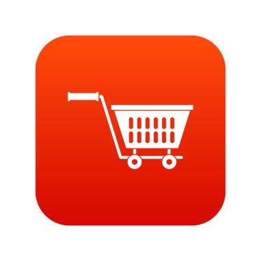 Plastik alışveriş arabası simgesi dijital kırmızı