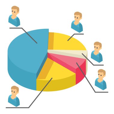 İstatistik simgesi, izometrik 3d stili