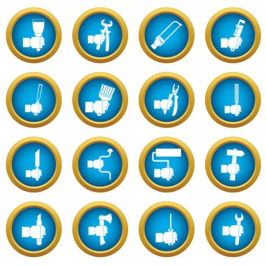 El aracı simgeleri mavi daire seti