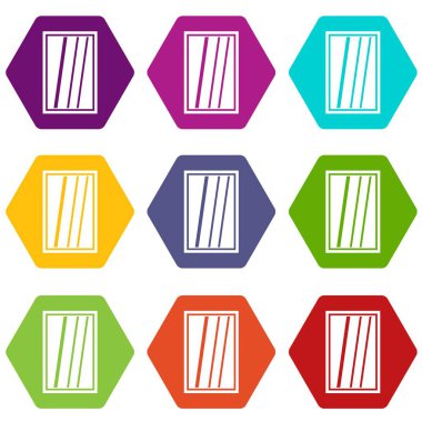 Renk altı yüzlü beyaz dikdörtgen pencere simgesi ayarla