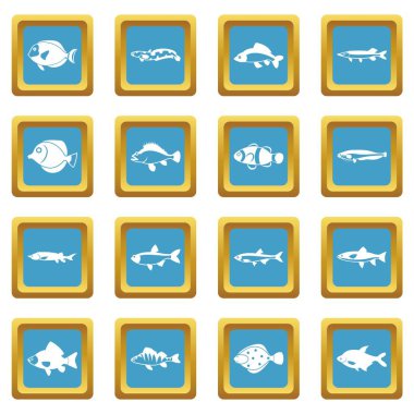 Sevimli balık simgeler gök mavisi