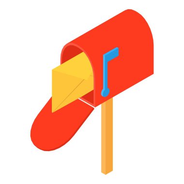 Açık posta kutusu simgesi, izometrik 3d stili