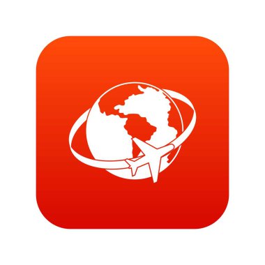 Dünya simgesi dijital kırmızı seyahat