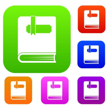 Yer işareti ile kalın bir kitap koleksiyonu ayarla