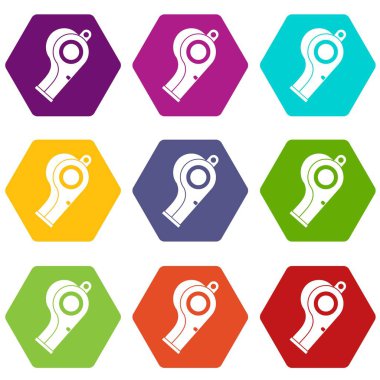 Spor ıslık simge kümesi renk altı yüzlü