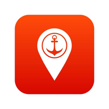 Sembol bağlantı ve deniz limanı ile harita işaretçi simgesi dijital kırmızı