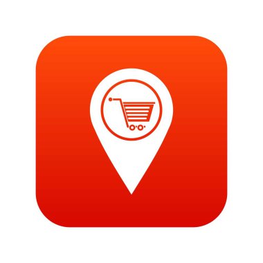 Alışveriş sepeti sembol simge dijital kırmızı ile coğrafi etiket