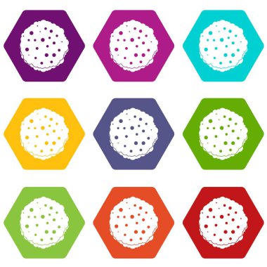 Renk altı yüzlü pirzola Icon set