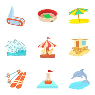 Derin Icons set, karikatür tarzı