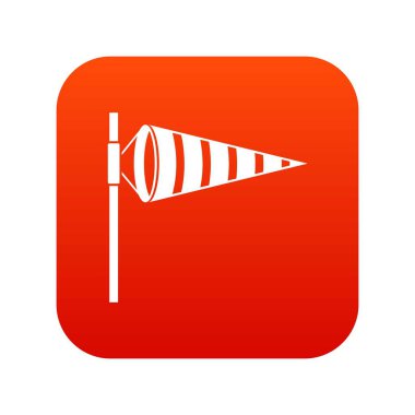 Rüzgar simgesi dijital kırmızı ile şişirilmiş meteoroloji Rüzgar gülü