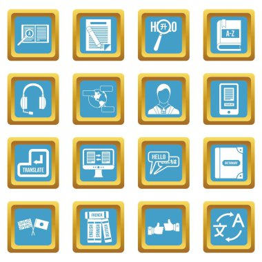 Öğrenme yabancı dil simgeleri gök mavisi