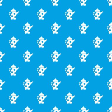 Retro kahve su ısıtıcısı desen kesintisiz mavi