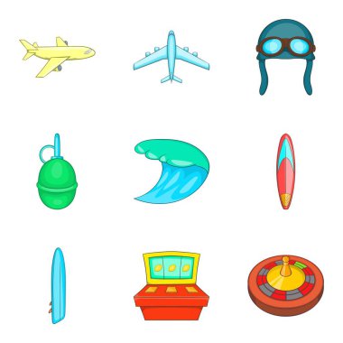 Havacı Icons set, karikatür tarzı