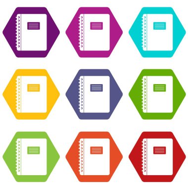 Renk altı yüzlü sarmal not defteri simgesini ayarla