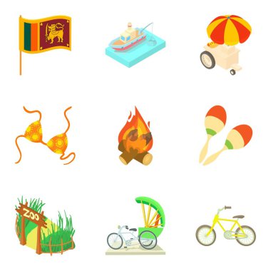 Icons set üzerinde karikatür tarzı girişim