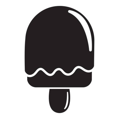 Yarım silindirik dondurma simgesi, basit siyah stil