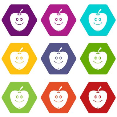 Renk altı yüzlü gülen elma simgesi ayarla