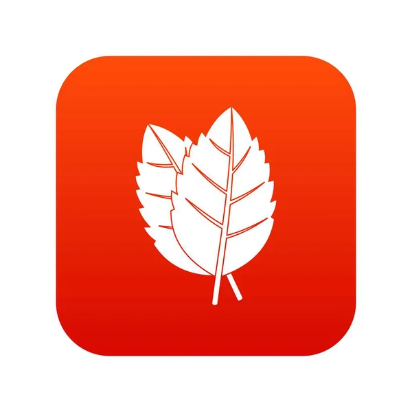 Duas folhas de manjericão ícone vermelho digital — Vetor de Stock