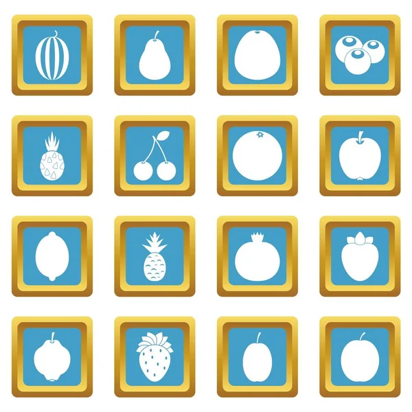 Iconos de fruta azul — Vector de stock