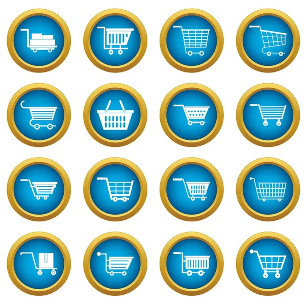 Shopping cart icons blue circle set — Stock Vector