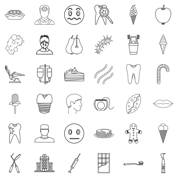 Diş Icons set, anahat stili