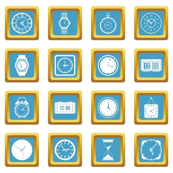 Time and Clock icons azure — Stock Vector