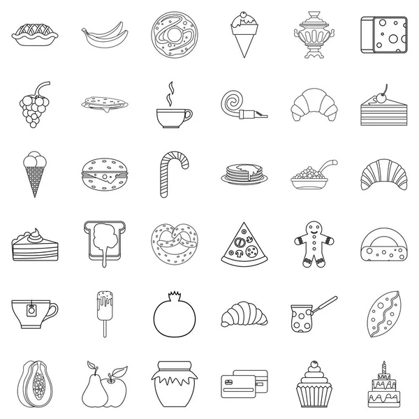 Conjunto de ícones de pastelaria, estilo esboço — Vetor de Stock