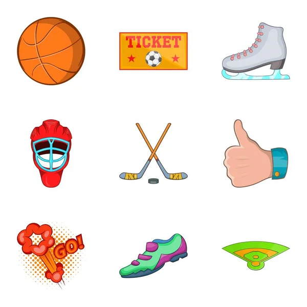 Hokey maskesi Icons set, karikatür tarzı — Stok Vektör