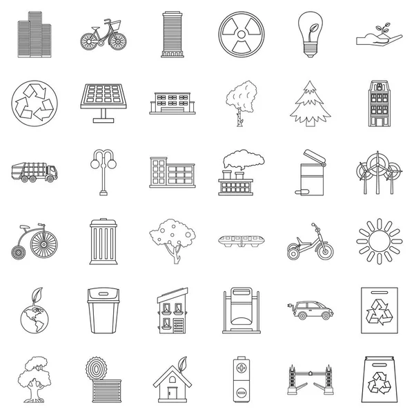 Köknar ağacı Icons set, anahat stili