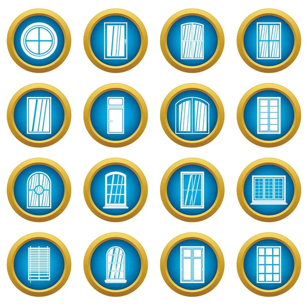 Plastik pencere formları simgeler daire seti mavi